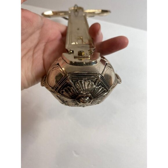 Holy Water Font Cross Brass 2-Tone Metal Christianity Vintage Catholic - Picture 2 of 7